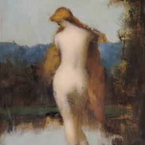 Jean-Jacques Henner - La Fée aux rochers - Nymphe debout, de dos se mirant dans l'eau (1902)