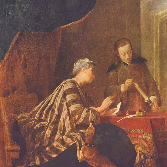 Jean Simeon Chardin - Une femme occupée à cacheter une lettre (1732)