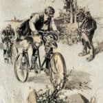 Harrison Fisher, Three Men on wheels (1900)
