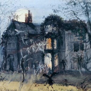 John Anster Fitzgerald, The Old Hall, Fairies by Moonlight; Spectres & Shades, Brownies and Banshees (ca. 1875)