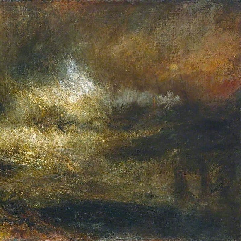 Joseph Mallord William Turner - Stormy Sea with Blazing Wreck (1835-1840)