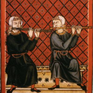 Joueurs médiévaux de flûte traversière (Cantigas de Santa Maria)