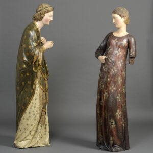 L'Annonciation, statuettes en bois (vers 1340-1360, Musée des Beaux-Arts de Lyon)