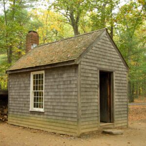 La cabane d'Henry David Thoreau, près de l'étang de Walden (Concord, Massachussets)