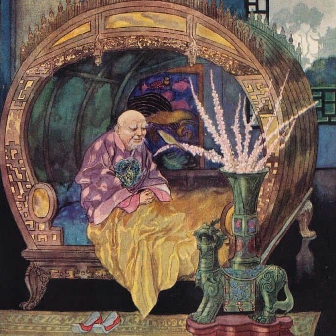 Le Rossignol et l'Empereur de Chine, conte d'Andersen - illustration d'Artuš Scheiner