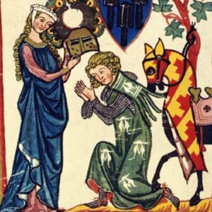 Le minnesinger allemand Shenke von Limpurg, Codex Manesse (entre 1305 et 1315)