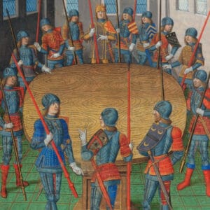 Le roi Arthur et les chevaliers de la Table ronde - Enluminure par le Maître de Jacques de Besançon