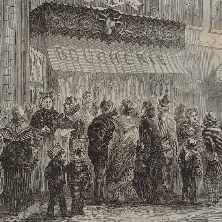 Les ménagères de Paris chez le boucher (1870)