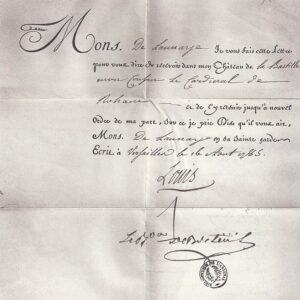 Lettre d'embastillement du Cardinal de Rohan (16 août 1785)