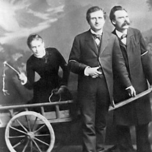 Lou Salomé, Paul Rée and Friedrich Nietzsche. Photographed in the studio of Jules Bonnet in Lucerne in 1882.