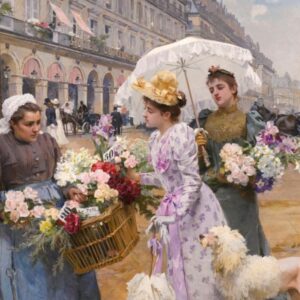 Louis Marie de Schryver. La marchande de fleur, rue de Rivoli (1892)