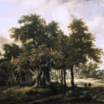 Meindert Hobbema, Paysage boisé avec cottage (détail, ca. 1665)
