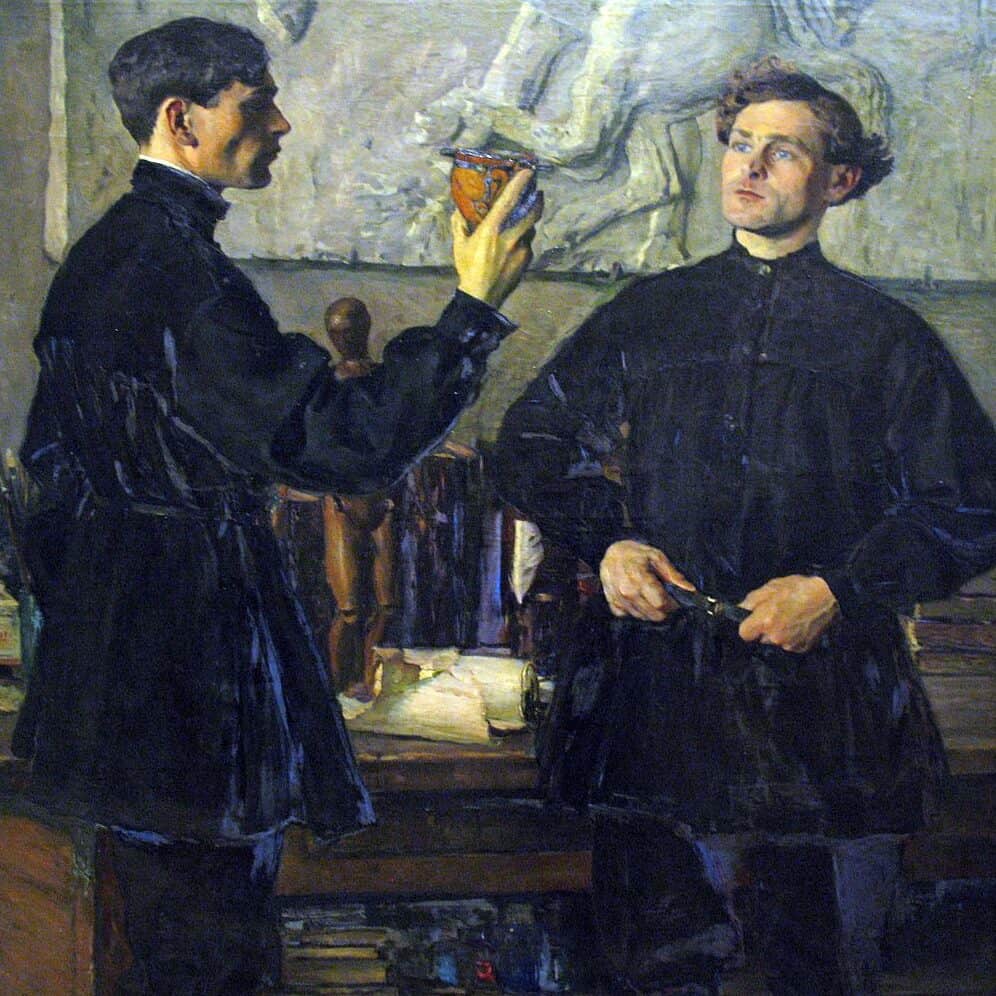 Mikhail Nesterov - Portrait des artistes P.D. et A.D. Korin (1930)