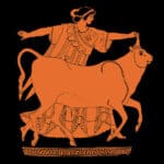 Europe enlevée par le taureau, avatar de Zeus - Vase grec ancien - Musée de Tarquinia (~480 av. JC)
