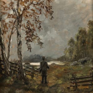 Otto Wallenius - Chasseur dans le paysage d'automne (fin 19e ou début du 20e siècle)