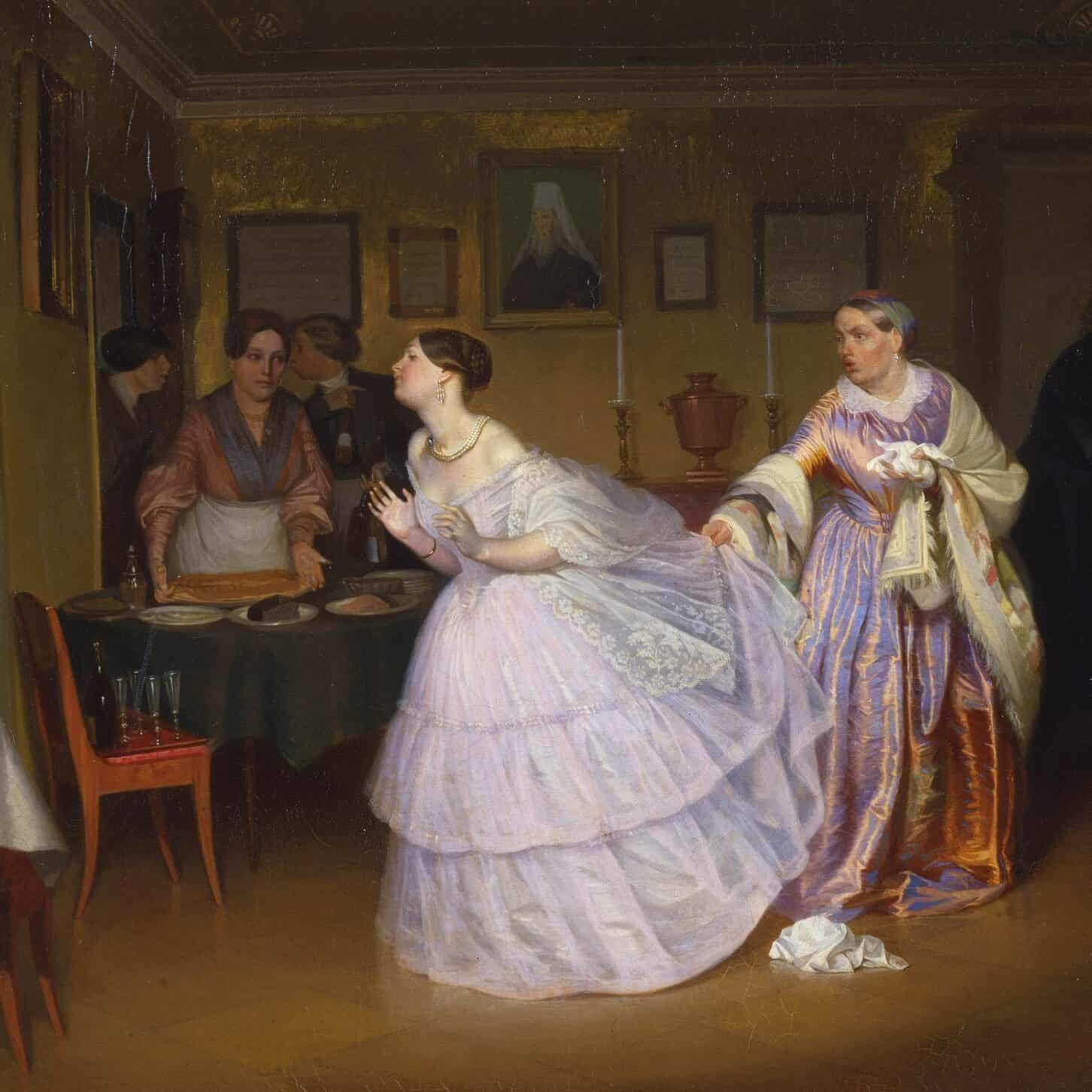 Pavel Fedotov - Le Major fait une proposition : Inspection d'une mariée dans la maison d'un marchand (1851)