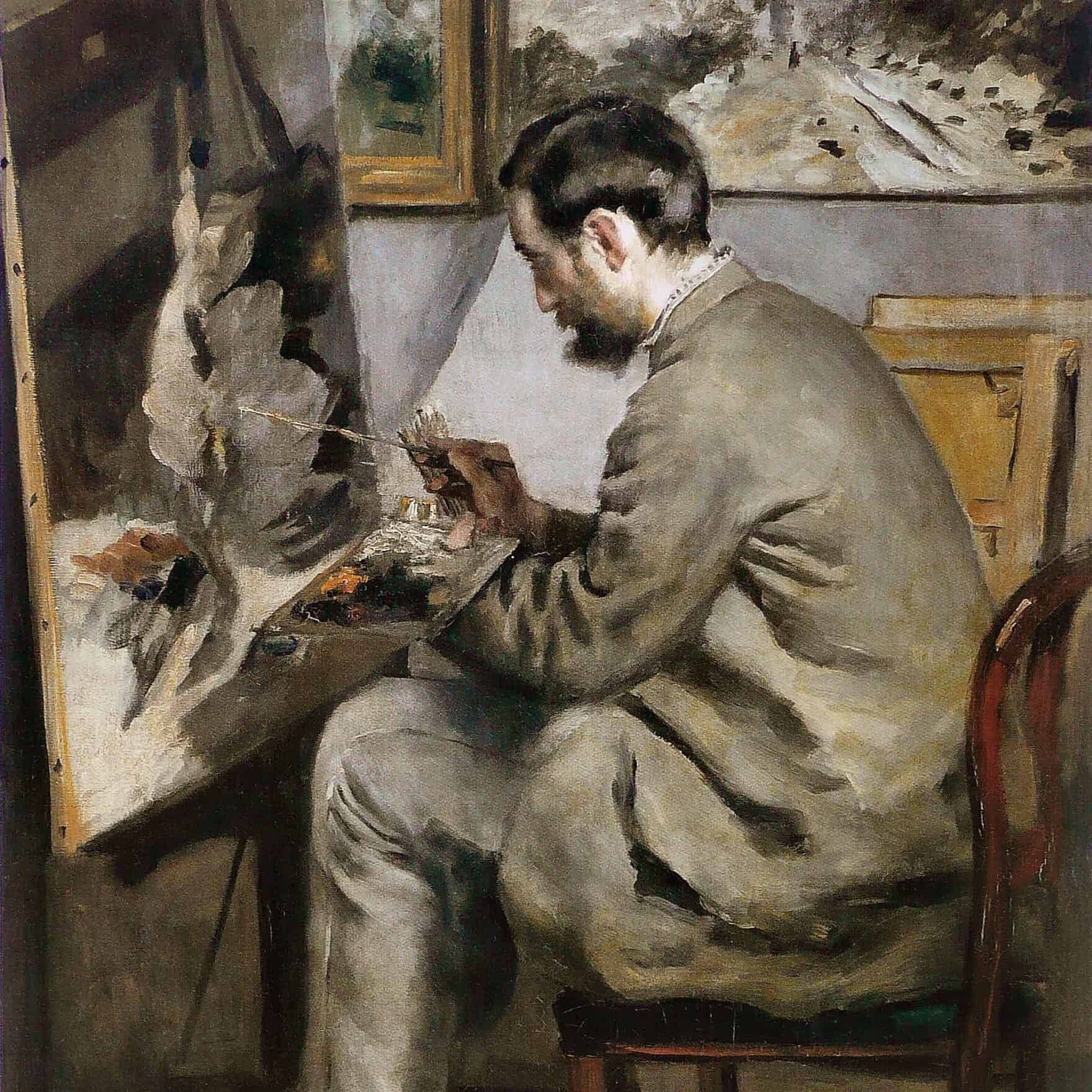 Pierre-Auguste Renoir - Frédéric Bazille peignant à son chevalet (1867)