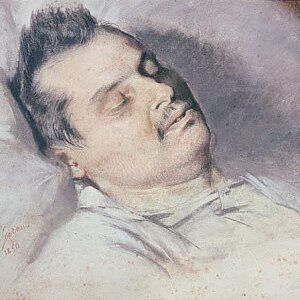 Pierre François Eugène Giraud - Honoré de Balzac sur son lit de mort, 15 août 1850 (pastel et charbon)