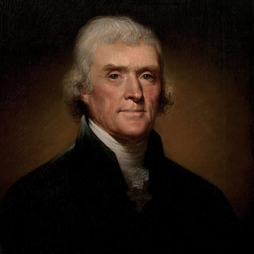 Portrait officiel de Thomas Jefferson en tant que président des États-Unis, par Rembrandt Peale (1801)