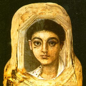 Portrait sur momie (région du Fayoum, Égypte romaine)