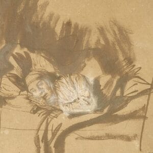 Rembrandt - Femme malade au lit (17e siècle)