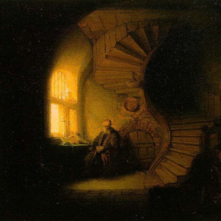 Rembrandt - Le Philosophe en méditation (ou Intérieur avec Tobie et Anne), 1632