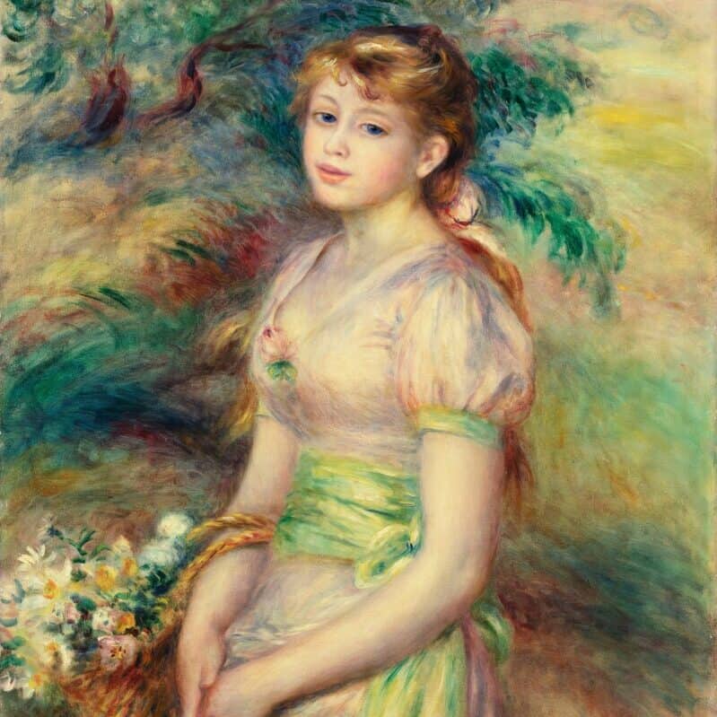 Renoir, Jeune fille à la corbeille de fleurs (circa-1890)