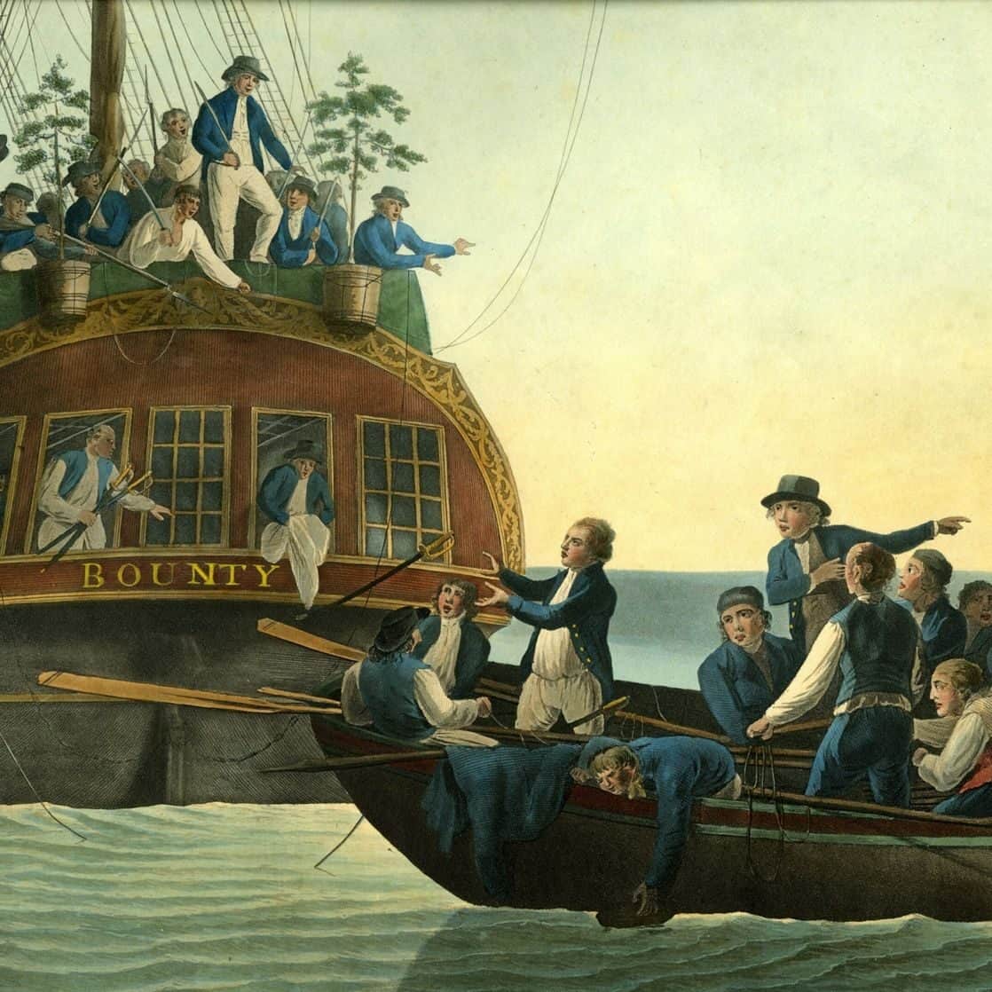 Robert Dodd, L'équipage mutiné du Bounty abandonnant en mer le capitaine et un groupe de matelots fidèles (1789)