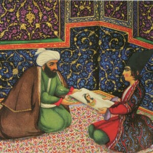 Sani al Mulk - Illustration d'une version perse des Mille et une Nuits (1849-1856) - Sherazade et le sultan