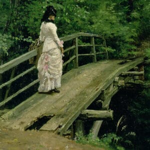 Ilya Repin - Paysage d'été, Vera Alekseyevna Repina sur un pont à Abramtsevo (1879)