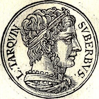 Tarquin le Superbe (Lucius Tarquinius Superbus) est le dernier roi légendaire de Rome - portrait imaginaire de Guillaume Rouille (1553)