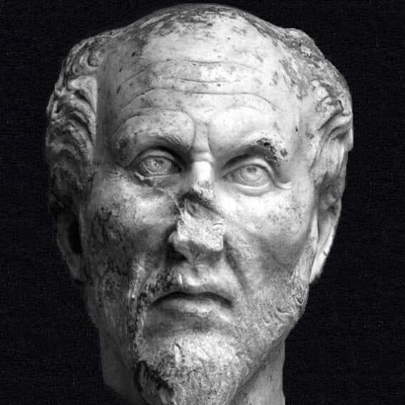 Tête présumée de Plotin en marbre, musée archéologique d'Ostie (Italie)