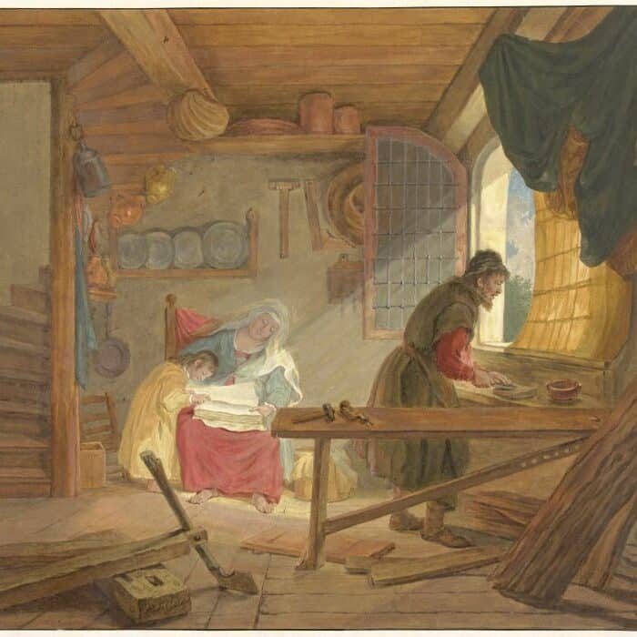 Tethart Philipp Christian Haag - La Sainte Famille dans l'atelier de Joseph (XVIIIè)