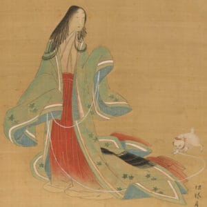 Tsukioka Settei - La Troisième Princesse et son chat (18e siècle)