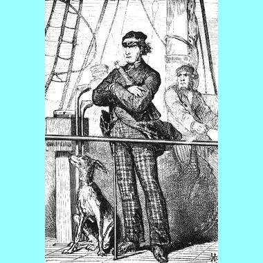 Le capitaine Hatteras et son chien Duk, illustration d'Édouard Riou (1833–1900) et Henri de Montaut (1830 - 1890)