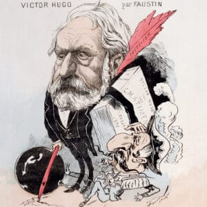 Victor Hugo par Faustin. Cette image met en scène le retour triomphant de Victor Hugo en France en 1870, après près de dix-neuf ans d'exil.