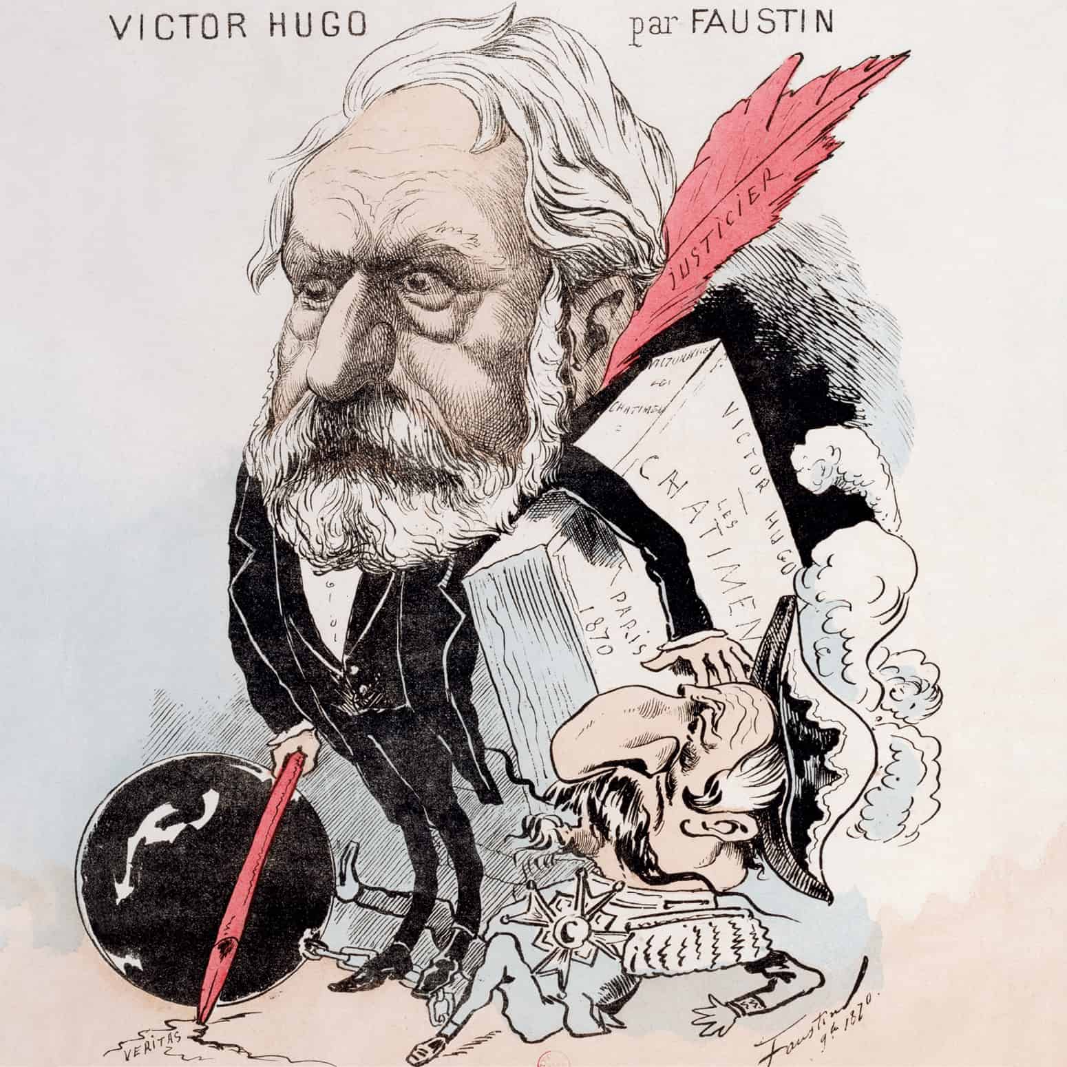 Victor Hugo par Faustin. Cette image met en scène le retour triomphant de Victor Hugo en France en 1870, après près de dix-neuf ans d'exil.