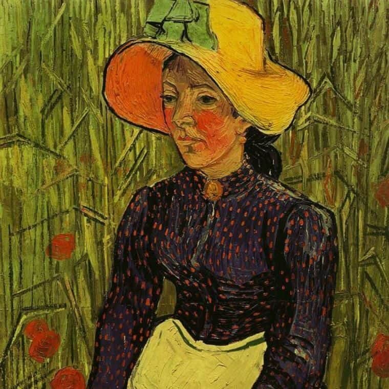 Vincent Van Gogh - Portrait de jeune paysanne assise devant un champ de blé (Auvers sur Oise, 1890)