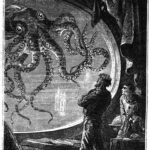 Vingt mille lieues sous les mers - Le capitaine Némo observe une pieuvre géante à travers le hublot du Nautilus