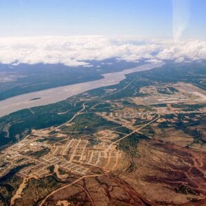 Vue aérienne de Happy Valley - Goose Bay en mai 2008
