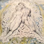 William Blake - Satan Watching the Endearments of Adam and Eve (1808), Détail, illustration du Paradis perdu de Milton