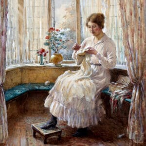 William Kay Blacklock «Lady sewing seated by a window», 1917