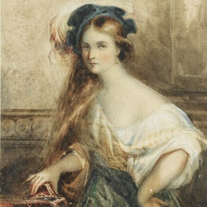 d'après Xavier Sigalon, Portrait d'une jeune femme au chapeau